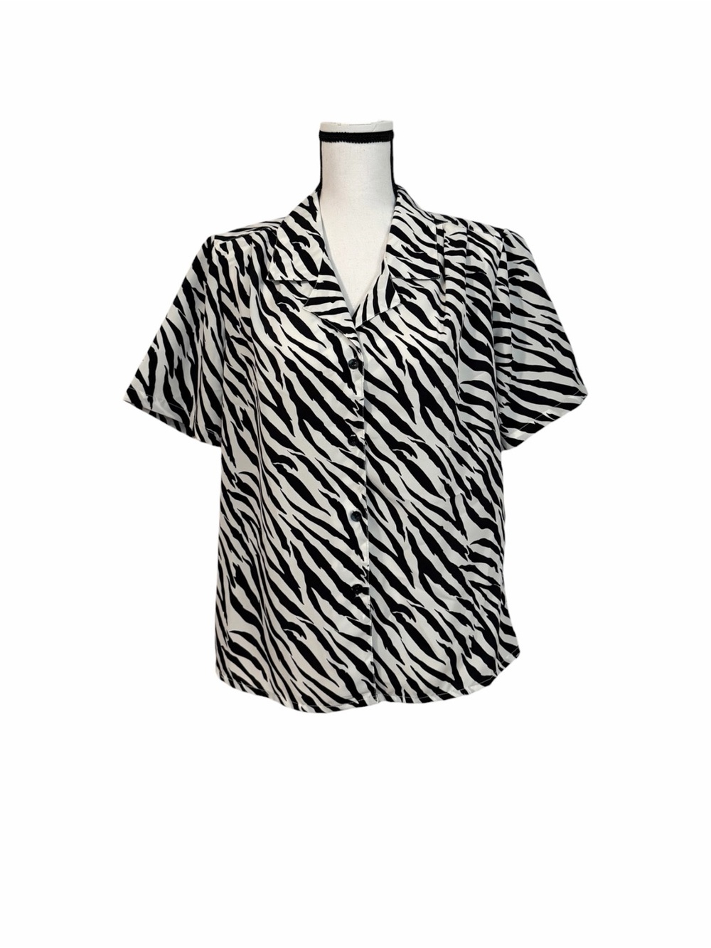 Classic Black & White Zebra Print Button-Front Shirt